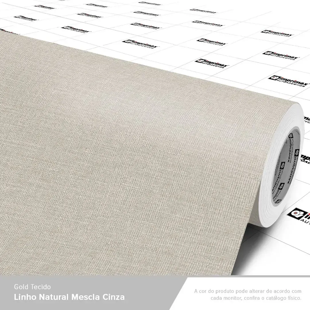 VINIL GOLD TECIDO LINHO NATURAL MESCLA CINZA