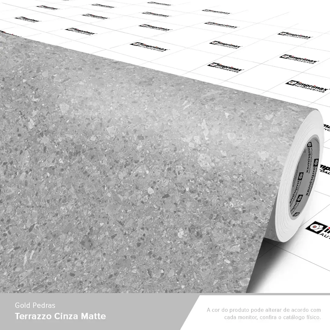 VINIL GOLD PEDRAS TERRAZZO CINZA MATTE