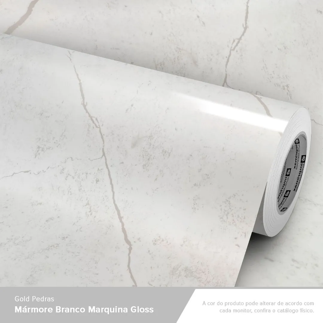 VINIL GOLD PEDRAS MARMORE BRANCO MARQUINA GLOSS